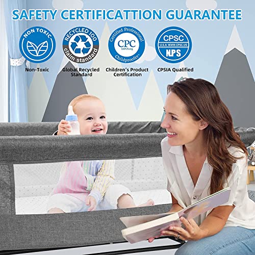 MMBABY 3 in 1 Travel Bedside Bassinet for Baby, Bedside Sleeper with Wheels, Heigt Adjustable, with Mosquito Nets.Easy to Assemble Bassinet for Newborn/Infant,Safe Portable Baby Bed