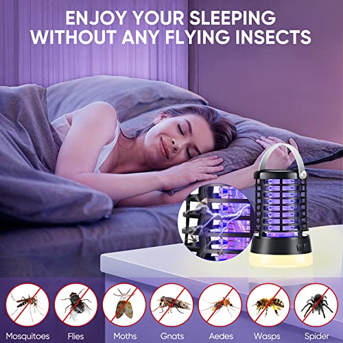 Bug Zapper for Indoor Outdoor,Electric Mosquito Killer Lamp with 3 Light Modes,USB Rechargeable Mosquito Zapper Fly Trap for Home Backyard Patio Camping and Hiking