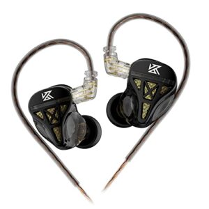 wired headphone,kz dqs hifi dynamic drivers earphone earbuds bass 2pin 3.5mm sports music game headphone (black, no mic)