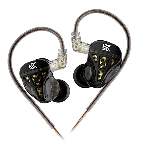 Wired Headphone,KZ DQS HiFi Dynamic Drivers Earphone Earbuds Bass 2pin 3.5mm Sports Music Game Headphone (Black, No Mic)