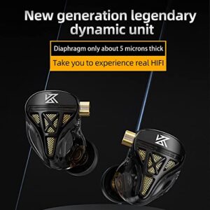 Wired Headphone,KZ DQS HiFi Dynamic Drivers Earphone Earbuds Bass 2pin 3.5mm Sports Music Game Headphone (Black, No Mic)