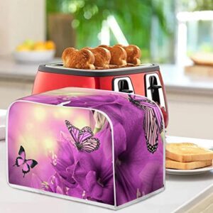 Yzaoxia Butterfly Print Toaster Dust Cover 4 Slice Microwave Toaster Oven Cover for Kitchen Appliance Dust Cover Bread Toaster Oven Cloth Cover Fingerprint Protection Purple