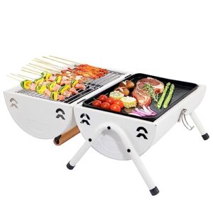 Supernal Tabletop Charcoal Grill,BBQ Grill,Portable Charcoal Grill,Small Folding Tabletop Grill for Outdoor Cooking Camping,Picnics,Backyard,Balcony-White,Thanksgiving, Christmas, Halloween