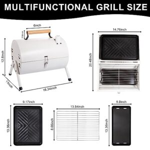 Supernal Tabletop Charcoal Grill,BBQ Grill,Portable Charcoal Grill,Small Folding Tabletop Grill for Outdoor Cooking Camping,Picnics,Backyard,Balcony-White,Thanksgiving, Christmas, Halloween