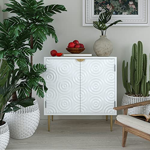 BHG Tree Rings Modern Wood Sideboard Buffet Cabinet, Kitchen Storage Cabinet with Doors, Liquor Cabinet, Dining Room, Hallway, Cupboard Console Table, Accent Cabinet