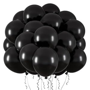 rubfac 65pcs black latex balloons, 12 inches helium party balloons with ribbon for wedding, birthday, graduation, baby shower, bridal shower, anniversary arch garland decoration
