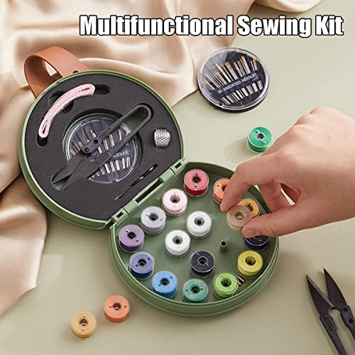 ZUNON Sewing Kit, Travel Mini Sewing Kits for Adults Suppliers Repair Project Kit Needle Family Sewing Thread Accessories Traveler Beginner Emergency Kids DIY Organizer Plastic(Green Sewing kit)