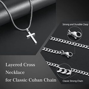 Ailetop Gold Cross Necklace for Men,Gold Cross Chain for Men Stainless Steel Cross Pendant Necklace for Men Boys Gold Chain Necklace for Men Jewelry Men Cross Necklaces Box Chain 20 Inches