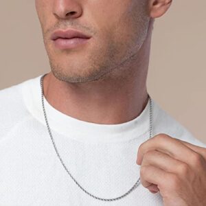 GLIVEOR Silver Chain for Men, 16 Inch Sterling Silver Chain for Men 2.5mm Mens Necklaces Silver Chain for Men Silver Chain Necklace Chains for Men Rope Chain Mens Silver Chain Necklace for Men