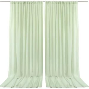 sage green chiffon sheer backdrop curtain for wedding, parties, sage green arch drapes for backdrop decoration,wrinkle-free 10ft x 10ft