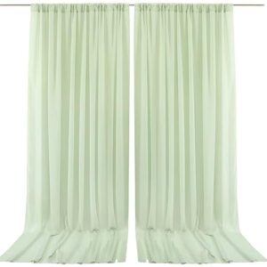 Sage Green Chiffon Sheer Backdrop Curtain for Wedding, Parties, Sage Green Arch Drapes for Backdrop Decoration,Wrinkle-Free 10ft x 10ft