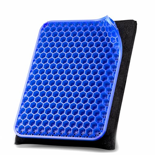 OSWCHIC Gel Seat Cushion Pressure Relief Double Layer Honeycomb Breathable Chair Cooling Pad for Car Driver Office Wheel Chair Tailbone Sciatic Nerve Spine Pain Relief