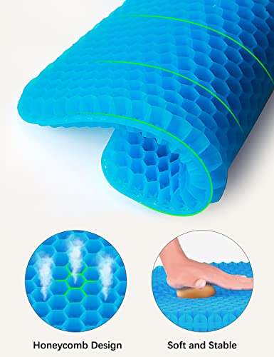 OSWCHIC Gel Seat Cushion Pressure Relief Double Layer Honeycomb Breathable Chair Cooling Pad for Car Driver Office Wheel Chair Tailbone Sciatic Nerve Spine Pain Relief