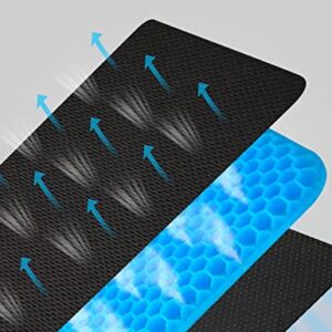 OSWCHIC Gel Seat Cushion Pressure Relief Double Layer Honeycomb Breathable Chair Cooling Pad for Car Driver Office Wheel Chair Tailbone Sciatic Nerve Spine Pain Relief