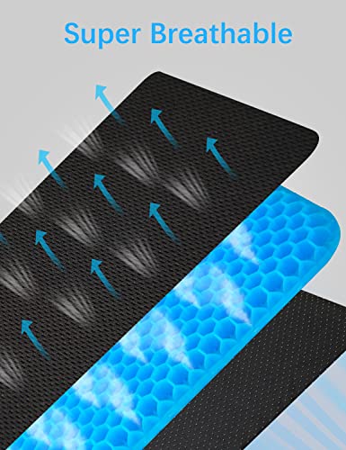 OSWCHIC Gel Seat Cushion Pressure Relief Double Layer Honeycomb Breathable Chair Cooling Pad for Car Driver Office Wheel Chair Tailbone Sciatic Nerve Spine Pain Relief