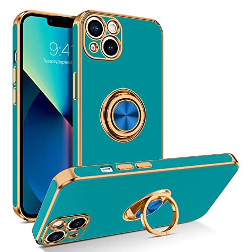 BENTOBEN iPhone 13 Mini Case with 360° Ring Holder, Slim Fit Shockproof Kickstand Magnetic Car Mount Supported Non-Slip Protective Women Men Girls Boys Case Cover for iPhone 13 Mini 5.4", Ocean Blue