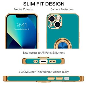 BENTOBEN iPhone 13 Mini Case with 360° Ring Holder, Slim Fit Shockproof Kickstand Magnetic Car Mount Supported Non-Slip Protective Women Men Girls Boys Case Cover for iPhone 13 Mini 5.4", Ocean Blue