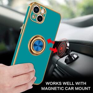 BENTOBEN iPhone 13 Mini Case with 360° Ring Holder, Slim Fit Shockproof Kickstand Magnetic Car Mount Supported Non-Slip Protective Women Men Girls Boys Case Cover for iPhone 13 Mini 5.4", Ocean Blue