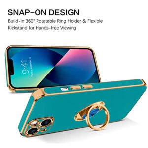 BENTOBEN iPhone 13 Mini Case with 360° Ring Holder, Slim Fit Shockproof Kickstand Magnetic Car Mount Supported Non-Slip Protective Women Men Girls Boys Case Cover for iPhone 13 Mini 5.4", Ocean Blue