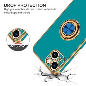 BENTOBEN iPhone 13 Mini Case with 360° Ring Holder, Slim Fit Shockproof Kickstand Magnetic Car Mount Supported Non-Slip Protective Women Men Girls Boys Case Cover for iPhone 13 Mini 5.4", Ocean Blue