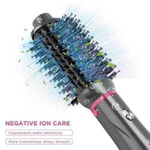 Hair Dryer Brush Set, IG INGLAM 4 in 1 Hot Air Brush, Negative Ion Detachable Hair Dryer & Styler Volumizer Blow Dryer Brush with 2 Styling Brush Heads, Updated Push Switch, Gray