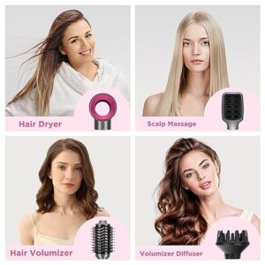 Hair Dryer Brush Set, IG INGLAM 4 in 1 Hot Air Brush, Negative Ion Detachable Hair Dryer & Styler Volumizer Blow Dryer Brush with 2 Styling Brush Heads, Updated Push Switch, Gray