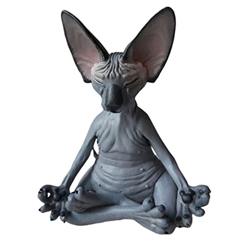 GRAPMKTG Room Decor Cute Sphynx Cat Statue 1 Pack Aesthetic Home Decor Abstract Sculpture for Living Room Office Kawaii Cats on Shelf Yoga Meditation Decor Desk Coffee Table Black