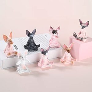 GRAPMKTG Room Decor Cute Sphynx Cat Statue 1 Pack Aesthetic Home Decor Abstract Sculpture for Living Room Office Kawaii Cats on Shelf Yoga Meditation Decor Desk Coffee Table Black