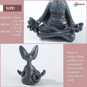 GRAPMKTG Room Decor Cute Sphynx Cat Statue 1 Pack Aesthetic Home Decor Abstract Sculpture for Living Room Office Kawaii Cats on Shelf Yoga Meditation Decor Desk Coffee Table Black