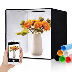 stn photo light box 16"x16" 160leds folding light box photography cri ≥97 photo studio light box with 6 kinds double- sided color backgrounds and diffuser for jewelry and small products