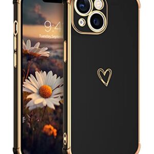 BENTOBEN iPhone 13 Mini Phone Case, Cute Heart Pattern Slim Fit Soft Flexible Shockproof TPU Bumper Protective Women Girls Boys Men Non-Slip Lightweight Cover for iPhone 13 Mini 5.4 Inch, Black