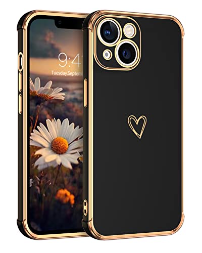 BENTOBEN iPhone 13 Mini Phone Case, Cute Heart Pattern Slim Fit Soft Flexible Shockproof TPU Bumper Protective Women Girls Boys Men Non-Slip Lightweight Cover for iPhone 13 Mini 5.4 Inch, Black