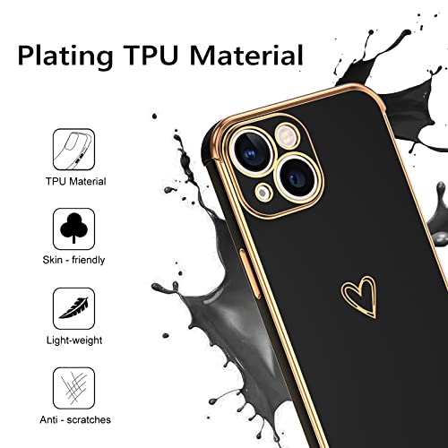 BENTOBEN iPhone 13 Mini Phone Case, Cute Heart Pattern Slim Fit Soft Flexible Shockproof TPU Bumper Protective Women Girls Boys Men Non-Slip Lightweight Cover for iPhone 13 Mini 5.4 Inch, Black