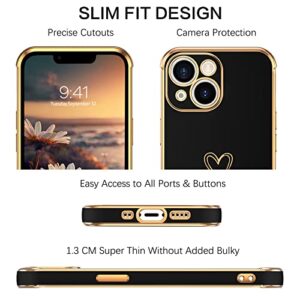 BENTOBEN iPhone 13 Mini Phone Case, Cute Heart Pattern Slim Fit Soft Flexible Shockproof TPU Bumper Protective Women Girls Boys Men Non-Slip Lightweight Cover for iPhone 13 Mini 5.4 Inch, Black