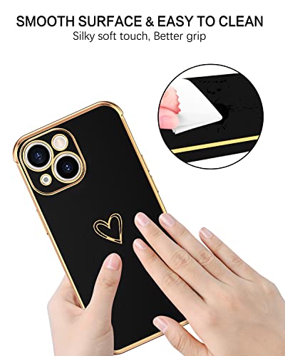 BENTOBEN iPhone 13 Mini Phone Case, Cute Heart Pattern Slim Fit Soft Flexible Shockproof TPU Bumper Protective Women Girls Boys Men Non-Slip Lightweight Cover for iPhone 13 Mini 5.4 Inch, Black