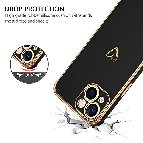 BENTOBEN iPhone 13 Mini Phone Case, Cute Heart Pattern Slim Fit Soft Flexible Shockproof TPU Bumper Protective Women Girls Boys Men Non-Slip Lightweight Cover for iPhone 13 Mini 5.4 Inch, Black