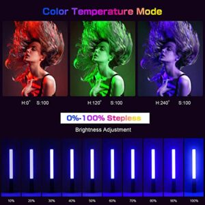 leshiou RGB Video Light Wand, Handheld Multi Color LED Photography Light Stick with Remote Control, Dimmable 2500K-6500K CRI97+ Full-Color LED Light with 2500mAh Rechargeable Battery, 12 Light Scenes