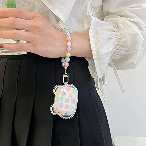 Cute AirPod 3 Cases Funny 3D Bear Design with Coloful Round Bead Bracelet Clear Soft Protective Cover Compatible with AirPods 3rd Generation Case for Girls and Womens