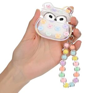 Cute AirPod 3 Cases Funny 3D Bear Design with Coloful Round Bead Bracelet Clear Soft Protective Cover Compatible with AirPods 3rd Generation Case for Girls and Womens