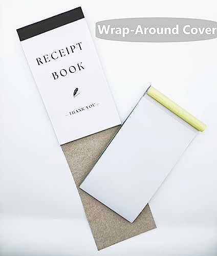 Thank You Receipt Book for Small Businesses 4x7 inches 2-Part Carbonless White Yellow 50 Sets 100 Sheets per Book with Wrap Around Cover Blank Signature Stamp Section (1 Black)