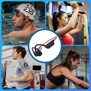 GenXenon Bone Conduction Headphones Bluetooth 5.3 Open Ear Wireless Running IPX8 Waterproof Underwater Swimming with Mic Built-in 32G MP3 for Workout(Black-red), X7-Blackred, X7-Swim-blackred