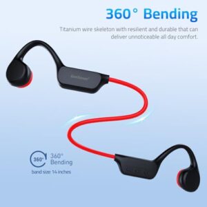 GenXenon Bone Conduction Headphones Bluetooth 5.3 Open Ear Wireless Running IPX8 Waterproof Underwater Swimming with Mic Built-in 32G MP3 for Workout(Black-red), X7-Blackred, X7-Swim-blackred