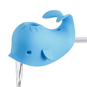 pandaear bath spout cover, baby bathtub faucet cover, baby shower protector cover for kids toddlers, universal fit -whale (blue)