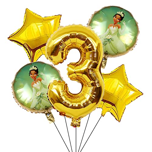 Princess Tiana 3rd Birthday Decorations Gold Number 3 Balloon 32 Inch | The Frog Tiana Balloons for Girl’s Birthday Baby Shower Princess Theme Party Decorations (3rd Birthday)