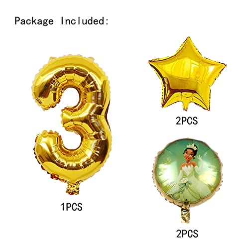 Princess Tiana 3rd Birthday Decorations Gold Number 3 Balloon 32 Inch | The Frog Tiana Balloons for Girl’s Birthday Baby Shower Princess Theme Party Decorations (3rd Birthday)