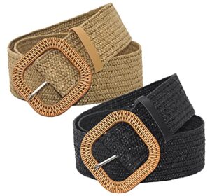 caysep 2pc women's elastic belt vintage dress belt elastic waist cinch belt(s-m)
