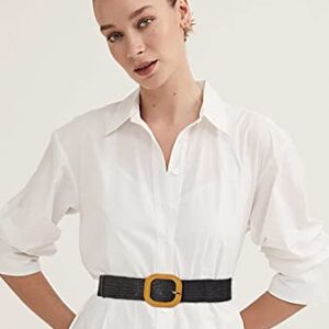 CaySep 2PC Women's Elastic Belt Vintage Dress Belt Elastic Waist Cinch Belt(S-M)