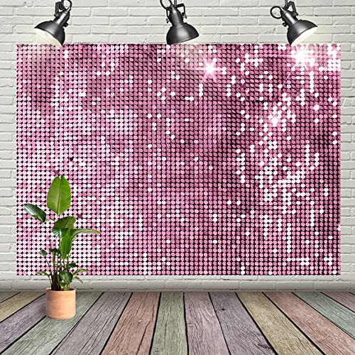 Wollmix 7x5ft Rose Gold Sequins Backdrop Disco Party Decorations Glitter Birthday Wedding Party Photo Background for Baby Shower Photography 70s Theme Halos Party Banner Photo Studio Props