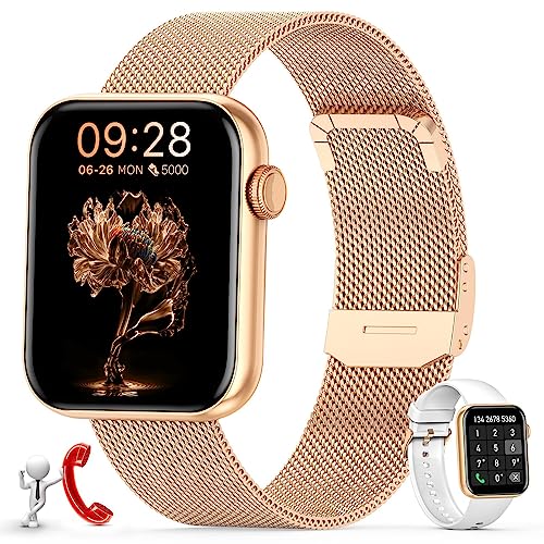 Smart Watch for Women,Bluetooth Call Answer/Dail Waterproof Fitness Smartwatch for Android iOS Phone Health Touch Screen Smart Watches Blood Pressure Blood Oxygen Heart Rate Sleep Monitor Pedometer