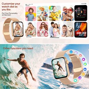 Smart Watch for Women,Bluetooth Call Answer/Dail Waterproof Fitness Smartwatch for Android iOS Phone Health Touch Screen Smart Watches Blood Pressure Blood Oxygen Heart Rate Sleep Monitor Pedometer